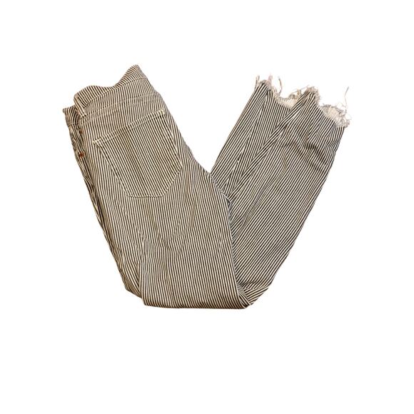 PULL&BEAR Striped Skinny Crop Jeans Sz 28 Gray White Raw Hem Stretch Cotton - Picture 14 of 14